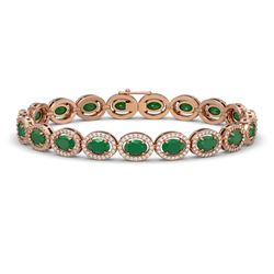 15.2 CTW Emerald & Diamond Halo Bracelet 10K Rose Gold - REF-255T3M - 40452