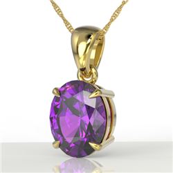 2.5 CTW Amethyst Designer Inspired Solitaire Necklace 18K Yellow Gold - REF-29X3T - 21850