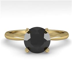 1.50 CTW Black Diamond Engagement Designer Ring 18K Yellow Gold - REF-64T9M - 32440