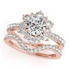 2.22 CTW Certified VS/SI Diamond 2Pc Wedding Set Solitaire Halo 14K Rose Gold - REF-425A3X - 30943