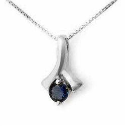 0.33 CTW Blue Sapphire Pendant 18K White Gold - REF-15N5Y - 12633