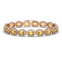 20.36 CTW Fancy Citrine & Diamond Halo Bracelet 10K Rose Gold - REF-246T8M - 40644