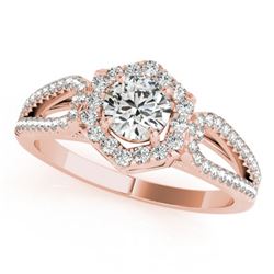0.9 CTW Certified VS/SI Diamond Solitaire Halo Ring 18K Rose Gold - REF-137Y3K - 26755