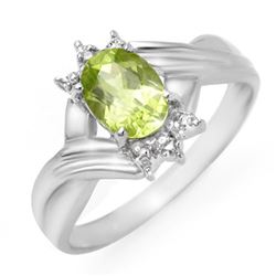 1.04 CTW Peridot & Diamond Ring 10K White Gold - REF-15K5W - 13446