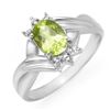 Image 1 : 1.04 CTW Peridot & Diamond Ring 10K White Gold - REF-15K5W - 13446