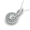 0.65 CTW Certified VS/SI Diamond Solitaire Halo Necklace 14K White Gold - REF-96X4T - 30250