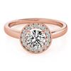 1.15 CTW Certified VS/SI Diamond Solitaire Halo Ring 18K Rose Gold - REF-298H6A - 26318