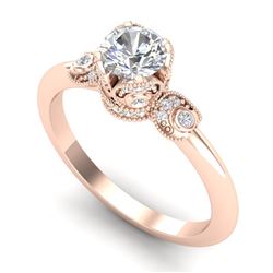 1 CTW VS/SI Diamond Solitaire Art Deco Ring 18K Rose Gold - REF-157T5M - 36852