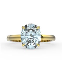 3.50 CTW Sky Blue Topaz Designer Inspired Solitaire Ring 18K Yellow Gold - REF-36F2N - 22087
