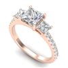 2.14 CTW Princess VS/SI Diamond Art Deco 3 Stone Ring 18K Rose Gold - REF-454H5A - 37206