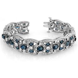 33.0 CTW Blue Sapphire & Diamond Bracelet 14K White Gold - REF-1069M6H - 11414