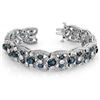 33.0 CTW Blue Sapphire & Diamond Bracelet 14K White Gold - REF-1069M6H - 11414