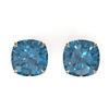 12 CTW Cushion Cut London Blue Topaz Designer Stud Earrings 14K Rose Gold - REF-35A6X - 21788