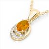 1.25 CTW Citrine & Micro Pave VS/SI Diamond Necklace 10K Yellow Gold - REF-18H9A - 22348