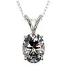 1 CTW Certified VS/SI Quality Oval Diamond Solitaire Necklace 10K White Gold - REF-267F8N - 33192