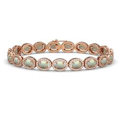 9.5 CTW Opal & Diamond Halo Bracelet 10K Rose Gold - REF-251N8Y - 40467