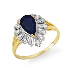 1.12 CTW Blue Sapphire & Diamond Ring 10K Yellow Gold - REF-12H5A - 13551