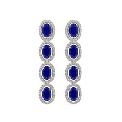 6.47 CTW Sapphire & Diamond Halo Earrings 10K White Gold - REF-109W5F - 40508