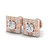 1.63 CTW VS/SI Diamond Solitaire Art Deco Stud Earrings 18K Rose Gold - REF-254F5N - 37269