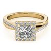 1.25 CTW Certified VS/SI Princess Diamond Solitaire Halo Ring 18K Yellow Gold - REF-245Y5K - 27200