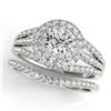 1.41 CTW Certified VS/SI Diamond 2Pc Wedding Set Solitaire Halo 14K White Gold - REF-157W6F - 30981