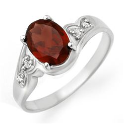 1.26 CTW Garnet & Diamond Ring 18K White Gold - REF-31K5W - 12458
