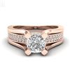 Image 2 : 1.7 CTW Cushion VS/SI Diamond Solitaire Micro Pave Ring 18K Rose Gold - REF-472W8F - 37164