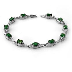 6.10 CTW Emerald Bracelet 14K White Gold - REF-72A8X - 13800