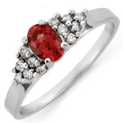 0.74 CTW Pink Tourmaline & Diamond Ring 18K White Gold - REF-23N6Y - 10903