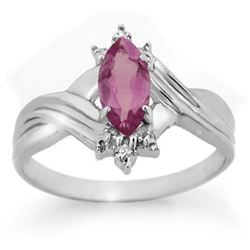 0.51 CTW Amethyst & Diamond Ring 10K White Gold - REF-14W8F - 12449