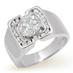 2.08 CTW Certified Diamond Men's Ring 10K White Gold - REF-510M2H - 14479