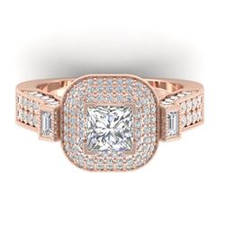 2.85 CTW Princess VS/SI Diamond Art Deco Micro Halo Ring 14K Rose Gold - REF-555N5Y - 30445