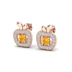 0.61 CTW Citrine & VS/SI Diamond Micro Pave Halo Earrings 14K Rose Gold - REF-30T9M - 20083