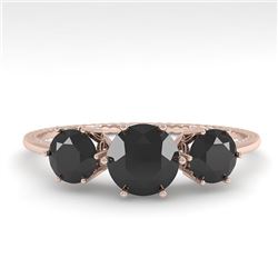 1 CTW Past Present Future Black Certified Diamond Ring 18K Rose Gold - REF-71K3W - 35906