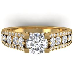 2.55 CTW Certified VS/SI Diamond Art Deco Micro Ring 14K Yellow Gold - REF-431W5F - 30299