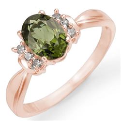 1.06 CTW Green Tourmaline & Diamond Ring 14K Rose Gold - REF-36M4H - 13545