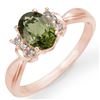 Image 1 : 1.06 CTW Green Tourmaline & Diamond Ring 14K Rose Gold - REF-36M4H - 13545