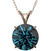 Image 1 : 2.50 CTW Certified Intense Blue SI Diamond Solitaire Necklace 10K Rose Gold - REF-575A8X - 33247