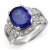 8.50 CTW Tanzanite & Diamond Ring 14K White Gold - REF-286N4Y - 10996