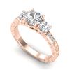 1.41 CTW VS/SI Diamond Solitaire Art Deco 3 Stone Ring 18K Rose Gold - REF-263M6H - 37008