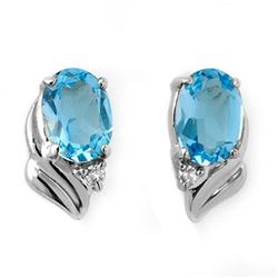 1.23 CTW Blue Topaz & Diamond Earrings 18K White Gold - REF-19K5W - 12581