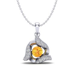 0.40 CTW Citrine & Micro Pave VS/SI Diamond Halo Necklace 18K White Gold - REF-32T9M - 20009