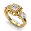 Image 1 : 1.01 CTW VS/SI Diamond Solitaire Art Deco 3 Stone Ring 18K Yellow Gold - REF-200F2N - 36883