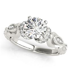 0.75 CTW Certified VS/SI Diamond Solitaire Antique Ring 18K White Gold - REF-133F3N - 27303
