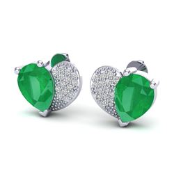 2.50 CTW Emerald & Micro Pave VS/SI Diamond Earrings 10K White Gold - REF-34X5T - 20072
