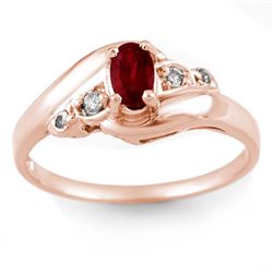 0.49 CTW Ruby & Diamond Ring Solid 18K Rose Gold - REF-31W8F - 10317