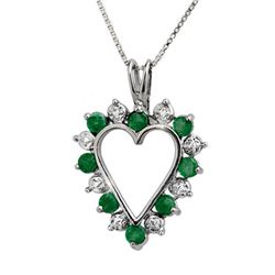 0.80 CTW Emerald & Diamond Pendant 10K White Gold - REF-20M9H - 12670