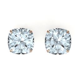 12 CTW Cushion Cut Sky Blue Topaz Designer Stud Earrings 14K Rose Gold - REF-35F6N - 21805