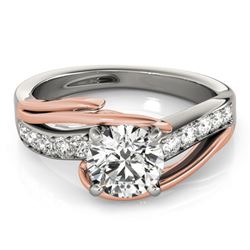 1.5 CTW Certified VS/SI Diamond Bypass Solitaire Ring 18K White & Rose Gold - REF-521T6M - 27769