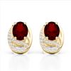 Image 1 : 2.50 Garnet & Micro Pave VS/SI Diamond Stud Earrings 10K Yellow Gold - REF-25Y6K - 22335